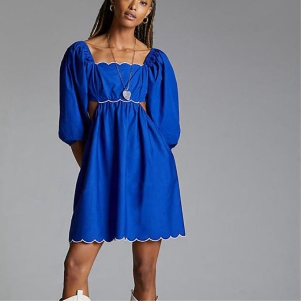 Anthropologie scalloped mini dress, NWT